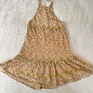 Eberjey Blush-pink, Tan Green Ruffled Tiered Sundress